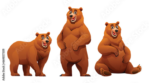 Set of bear cartoon characters illustration isolated on white background © YG Studio
