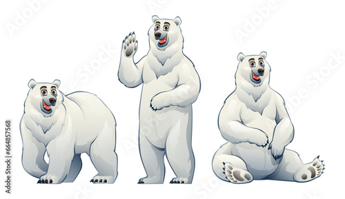 Set of polar bear cartoon characters illustration isolated on white background