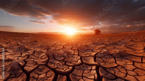 Stunning sunset over a barren summer landscape