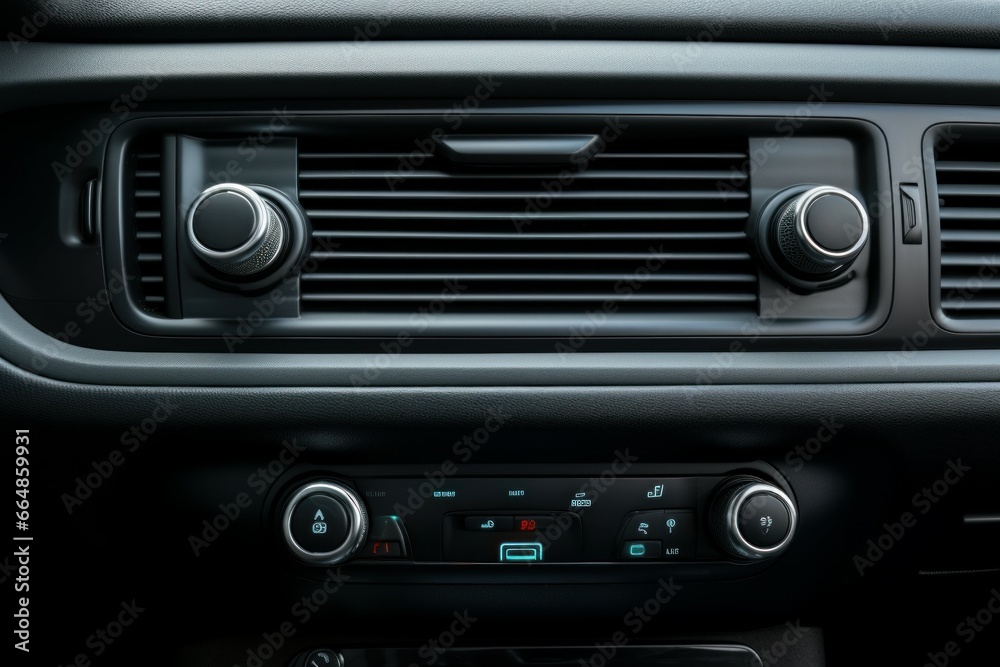 Modern car interior air conditioner indoor. Auto vehicle control panel. Generate Ai