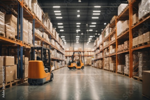 Racked Warehouse with Forklifts 