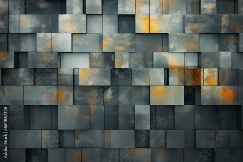 Shiny, cement wall with tiled background. 3D, tiled wallpaper featuring modern blocks. Enhanced digitally. Generative AI © Juan