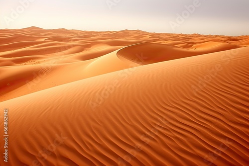 Rolling orange sand dunes and sand ripples. © MdImam