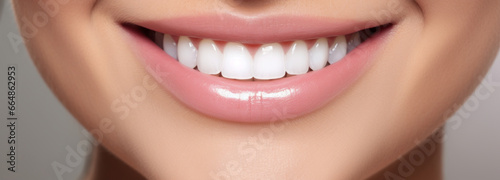 Closeup of smile with white healthy teeth