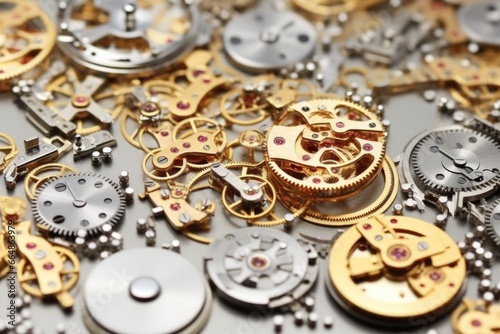 high-angle shot of beautifully arranged watch screws
