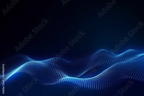 Dynamic blue particle wave. Abstract sound visualization. Digital structure of the wave flow of luminous particles. © MdImam