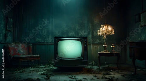 Capturing Nostalgia: Vintage Television Set with Retro Design and Trapped Emotions Depicted