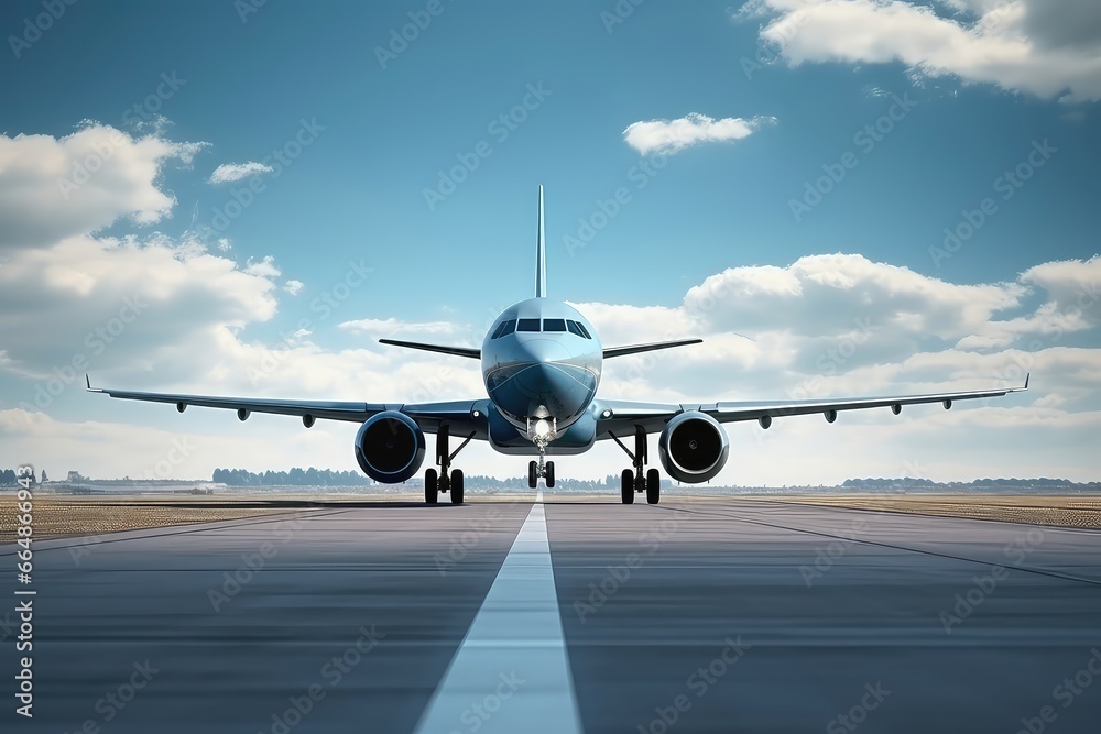 Naklejka premium Business Plane Taking Off From Airport Runways