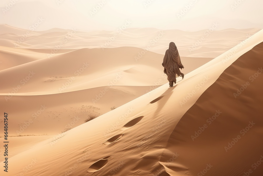 A Man Walking In The Desert