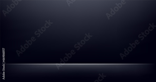 Empty black studio room with light effects background. Empty dark room. Template mock up for display of product on the website. Vector illustration.