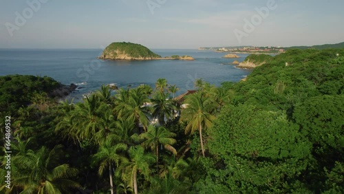 aerial view of huatulco oaxaca mexico panoramic summer scenic view vacation spot pacific coast america photo