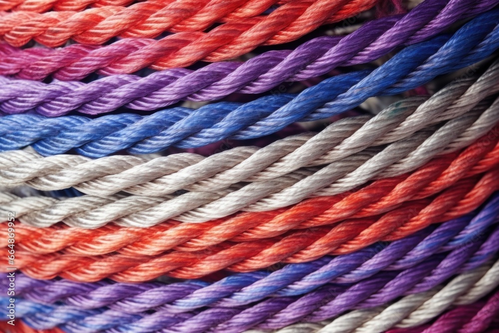 close-up of climbing rope strands before being weaved together