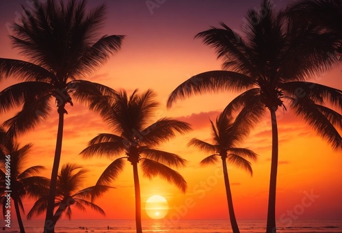 palm tree at sunset © emdadul