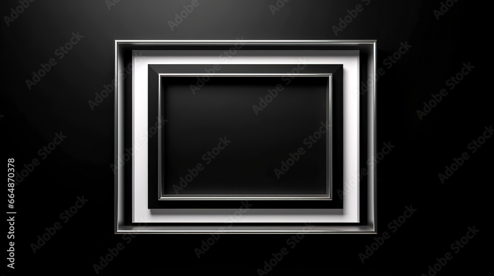 Empty white frame on black background, top view. Empty white frame on black background, top view.