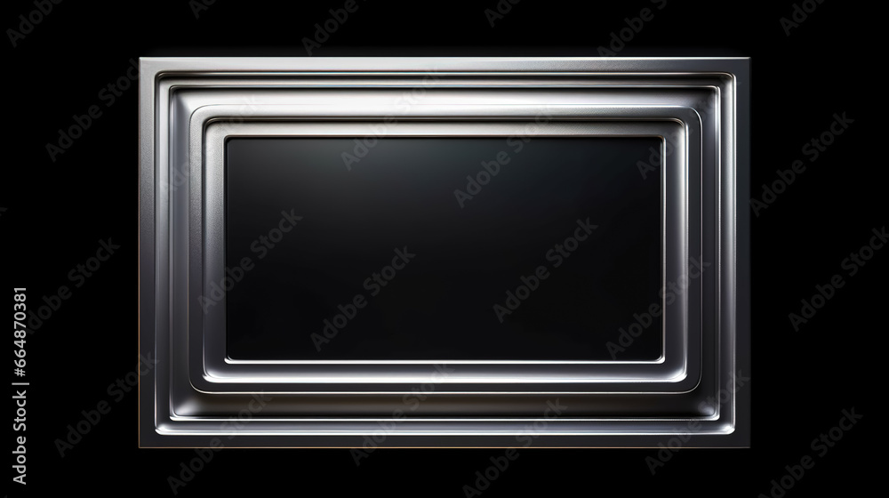 Empty white frame on black background, top view. Empty white frame on black background, top view.