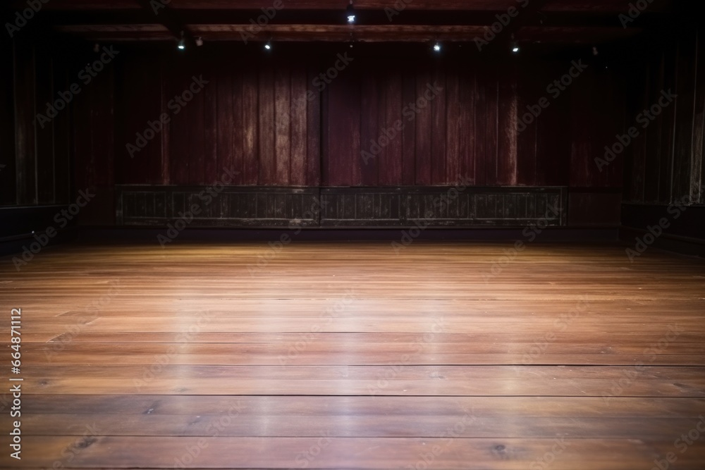 close-up of a theater stages wooden floor - obrazy, fototapety, plakaty 