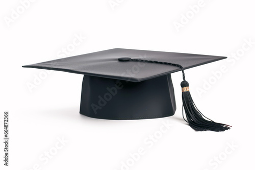 black graduation cap adorned with a tassel, symbolizing the success and achievement of a graduate who has completed their educational journey.