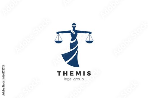 Themis Law Goddess Logo Attorney Lawyer Design vector template. photo