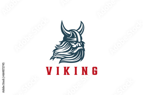 Viking Head Helmet Logo Warrior Engraving Design Vector