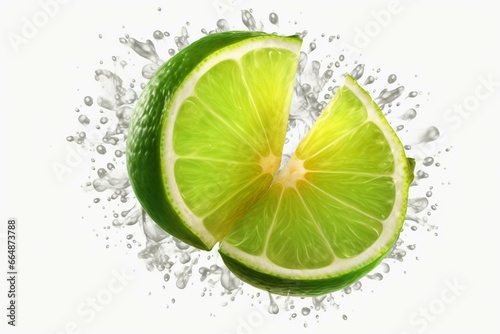 fresh lime slice with transparent background. Generative AI