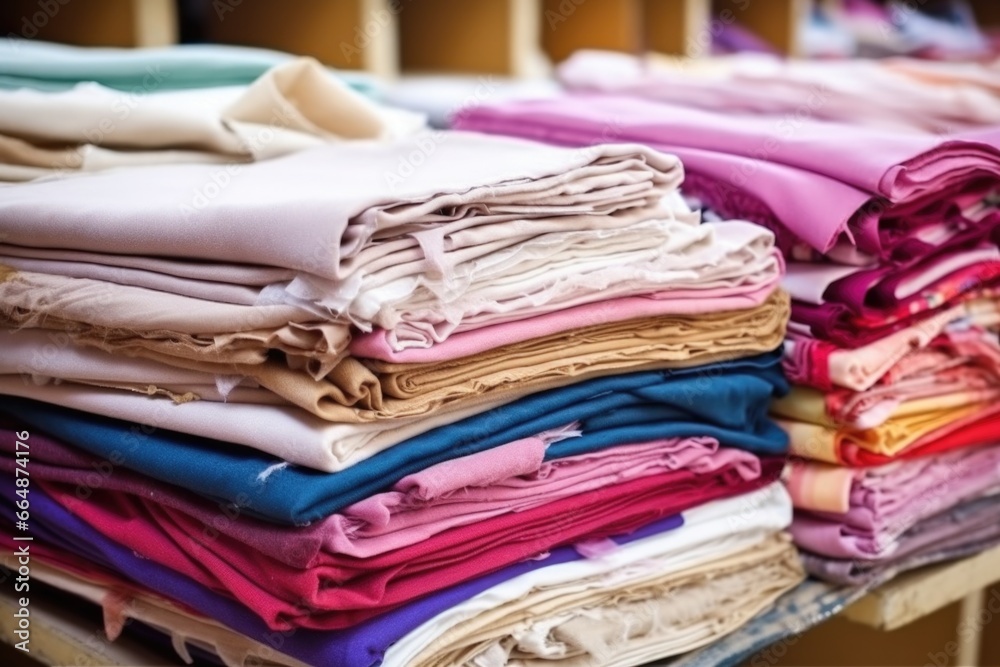 a neat pile of cut fabric pieces ready for assembly a neat pile of cut fabric pieces ready for assembly