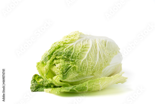 Fresh green Chinese cabbage, Chinese Leaf, wombok vegetable isolated on white background. photo