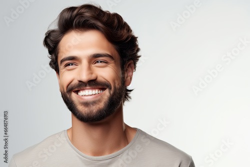 portrait of a man with a beard, happy and smiling man 