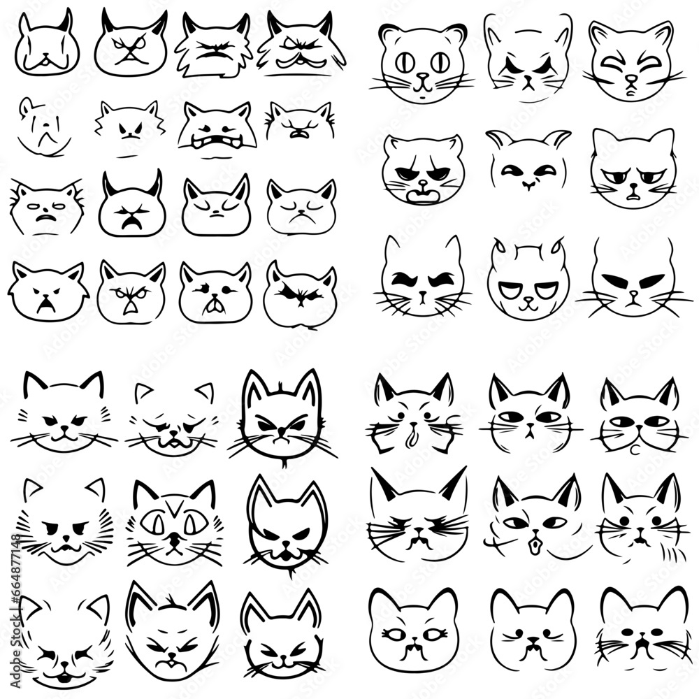 Comic Cat face. outline vector Generative AI Comic Cat face. outline vector Generative AI