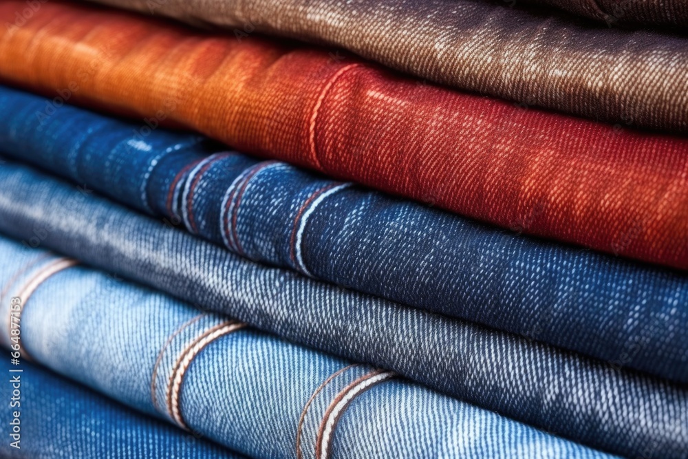 a section of denim with different weights and shades displayed a section of denim with different weights and shades displayed