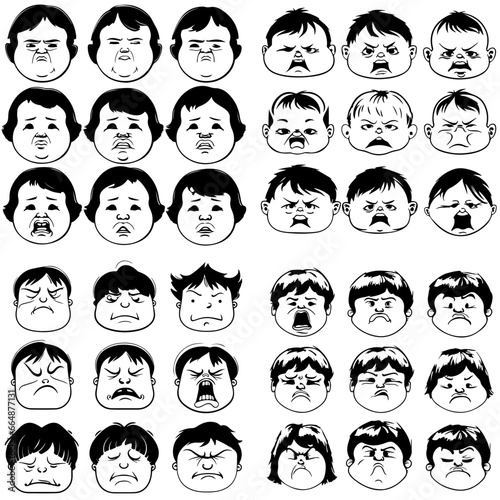 Comic face. outline vector Generative AI