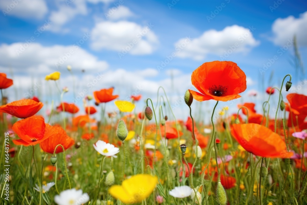 vibrant poppy flowers in a meadow