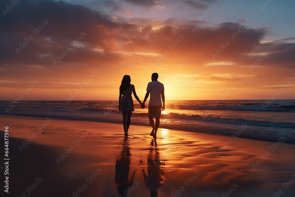 Couple on the Beach at Sunset