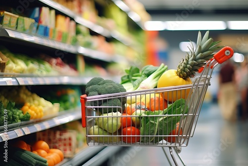 Shopping Cart in Supermarket, Aisles Super Markets