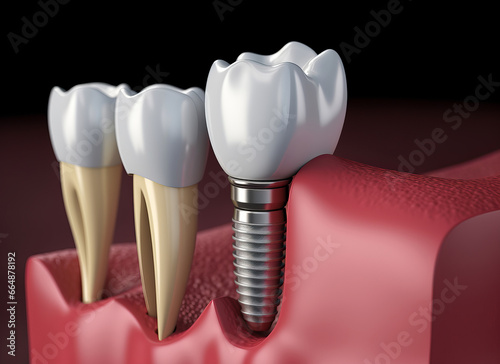 3D Tooth Implantation, 3D Tooth Implant Installation, Dental Care