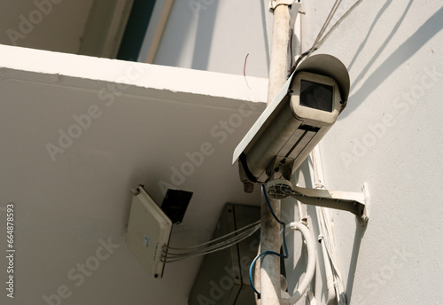 security camera on a wall