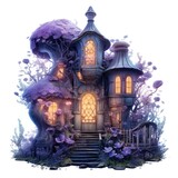 Moonlight dark themed night elf fairytale fantasy fairy house.