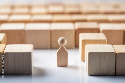 group of wooden blocks surrounding one in the center