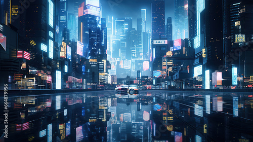 A Sprawling Bustling Metropolis Illuminated by Neon