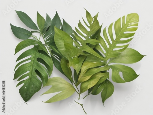 green leaves isolated on white background