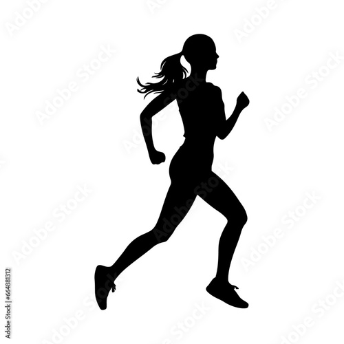 Vector silhouette Runners, Joggers, Sprinters female. running woman isolated on white