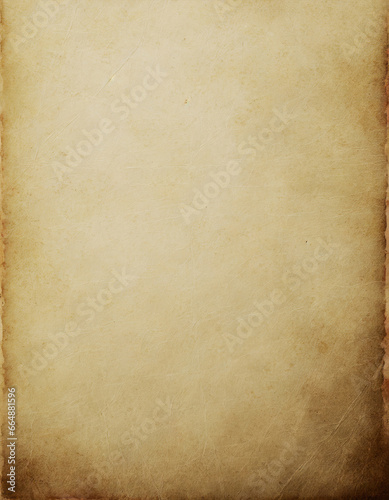 Old blank sheet of paper. Ancient parchment, faded textured background, stained and brown - Vintage empty page with space for text copy