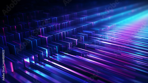 Abstract digital graphics Futuristic 3D Concept, AI and Big Data Technology background, cityscape, Information Digitalization Lines, Generative AI.