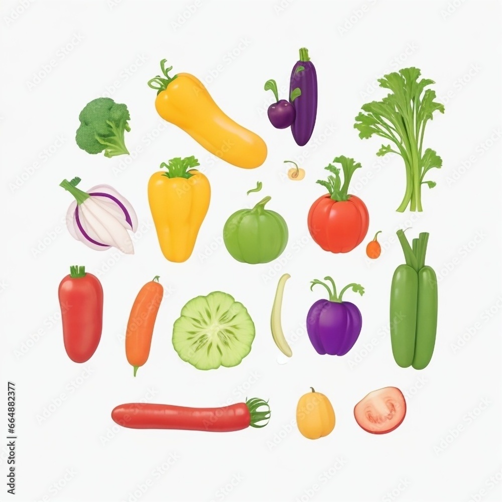 set of vegetables isolated set of vegetables isolated