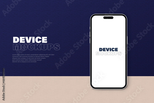 Smartphone mobile Mockup device Screen isolated blue color empty Background banner or poster design vector File