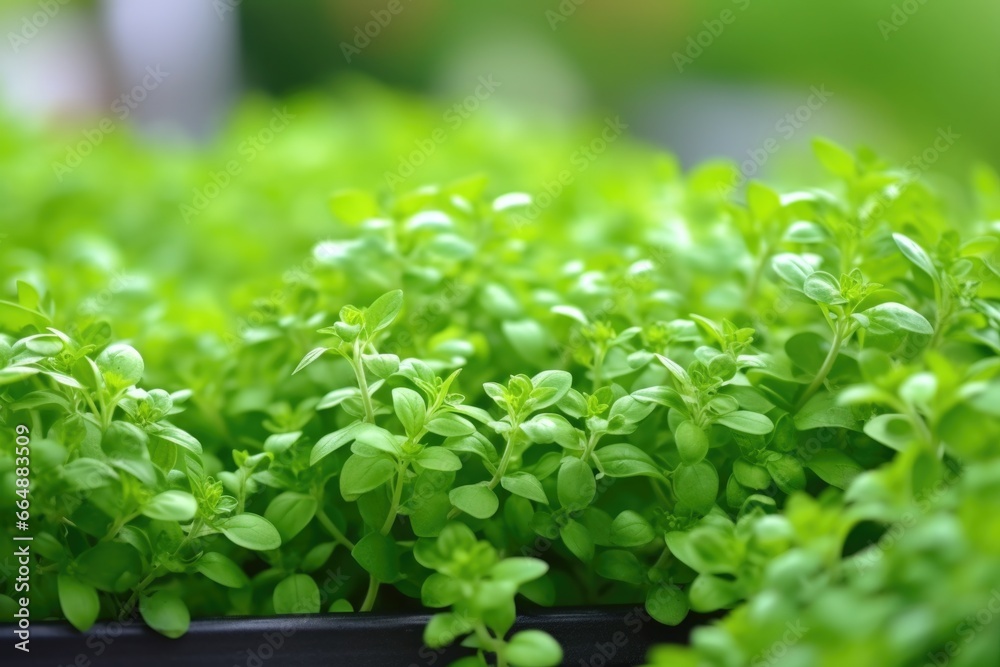 close view of marjoram plant, focus on the tiny leaves close view of marjoram plant, focus on the tiny leaves