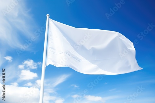 a white flag waving against blue sky © altitudevisual