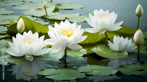 White Lotus Flower in water.