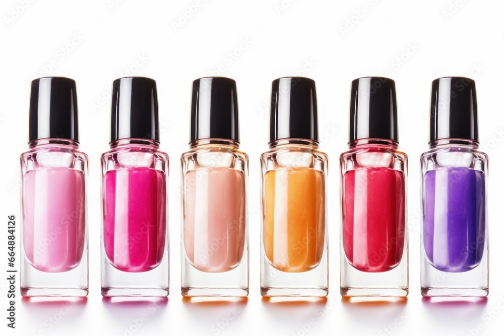 Open bottle with bright nail polish elegance cosmetic. Coating varnish glamour gloss. Generate ai Open bottle with bright nail polish elegance cosmetic. Coating varnish glamour gloss. Generate ai