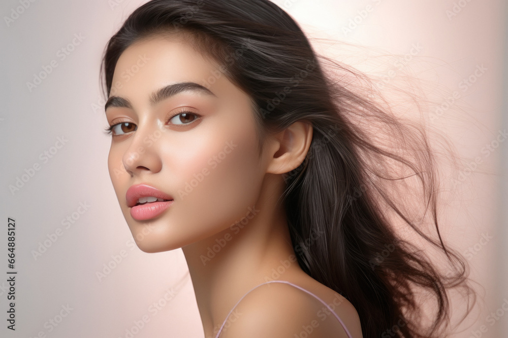 Fototapeta premium Beautiful young Indian woman with natural lips