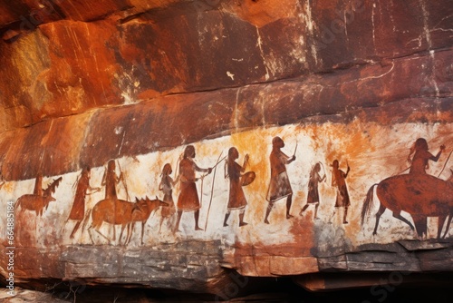 aboriginal rock art showing ancient hunting scenes